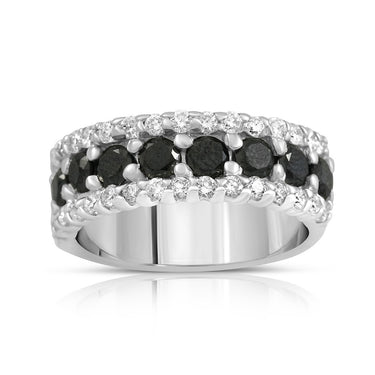 14k White Gold Black Diamond Eternity Band 0.9 Ctw